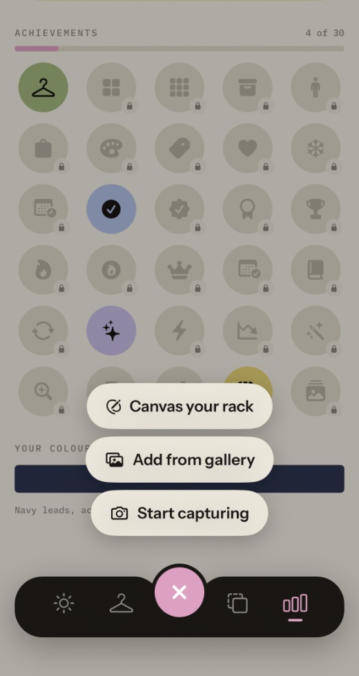 Capture menu for adding clothes by camera or gallery
